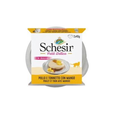 Schesir cat Mousse Petit Delice Piletina tunjevina i mango 2x40g 80